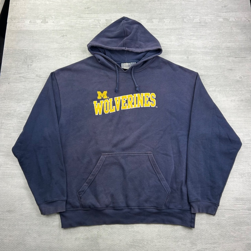Vintage 90s Michigan Wolverines Sweatshirt Size XXL Blue University NCAA Hoodie